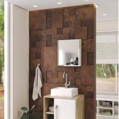 Conjunto para Banheiro Gabinete com Cuba Quadrada Q32 e Espelheira Soft 500W Compace