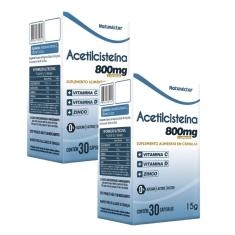 2x Acetilcisteína- NAC-30 Cáps.-800mg- Vitamina C D e Zinco Natunectar 