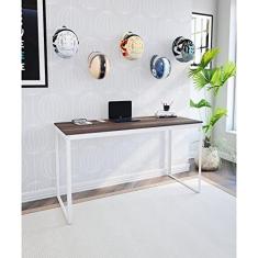 Escrivaninha 135x55 Completa Casa Branco/Nogal