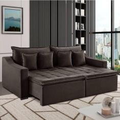 Sofá 4 Lugares 274cm Retrátil e Reclinável Amy Veludo Café