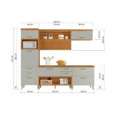 Cozinha Modulada 4 Peças Paneleiro| Mdf Freijó com Off White