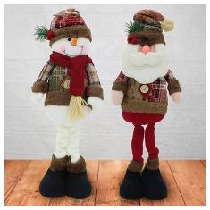 Kit 2 Bonecos De Natal Boneco De Neve Papai Noel 50cm