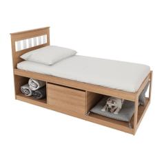 Cama Solteiro Com 1 Porta E Nichos Espaço Pet Multimóveis Cr40112 Amêndoa-branco Amêndoa-branco
