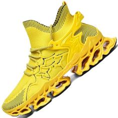 Tênis Masculino LZDZN Blade Tênis Esportivo Masculino para Corrida em Trilha Preto Amarelo Vermelho Tamanho 41