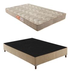 Box Casal Florença 42x138x188cm com Colchão Casal Unique D33 Duoface 25x138x188cm Rustico Bege