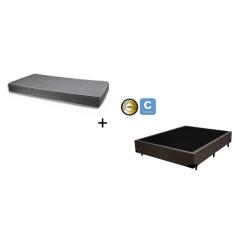 Cama Box Viúva Sintético Marrom 128 com Colchão Boston Bello Box - 100% Espuma - D33 Cinza