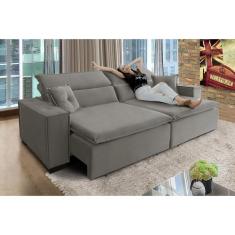 Sofá Londres 2.70m Retrátil e Reclinável Pillow Top - Sofisticato, ave