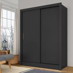 Guarda Roupa Solteiro Nanda 2 Pts Preto Fosco - Moveis Arapongas