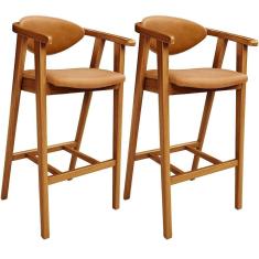 Kit 02 Banquetas Alta Cozinha Bancada Bar Sala De Jantar Fixa Cecília L02 Couríssimo Whisky