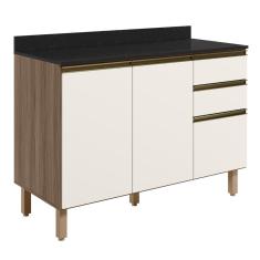 Balcão De Cozinha Com Tampo 120cm Maly N03 Carvalho-off White - Mpozenato