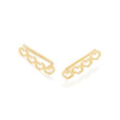 Brinco Rommanel Banhado Ouro Ear Cuff Grampo Com Corações Vazados 5264