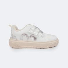 Tênis Infantil Pampili XP 24 Coração Branco e Prata 736.030-Feminino