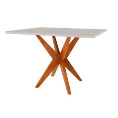 Mesa de Sala Jantar Donna 120 cm c/ Tampo Madeirado c/ Vidro Natural - Nesher