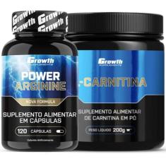 Arginina Pura 120 Caps + L-Carnitina em Pó 200g Growth
