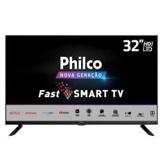Smart TV LED 32" HD Philco Processador Quad Core GPU Triple Core Dolby Audio Mídia Cast Wi-Fi HDMI e USB Preta Bivolt PTV32G70SBL