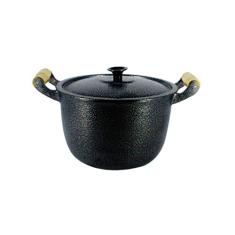 Caldeirão Alumínio Fundido Craqueado Alça de Madeira Preto 12cm