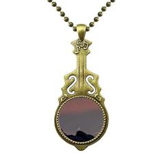 DIYthinker Moon Mountain Sky Art Deco Presente Fashion Colar Antigo Joia de Violão Pingente Música