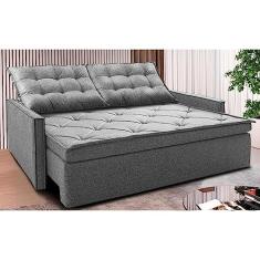 Sofá Sem Caixa Retrátil e Reclinável 1,65m Cama Inbox Flat Linho Cinza Claro