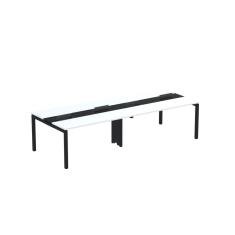 Mesa de Plataforma Dupla para 4 Pessoas Corporativa 150X120/4P PDC15/12/4P Branco/Preto