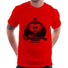 Camiseta Coruja Rock Guitarra - Foca na Moda, Vermelho, M