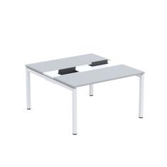 Mesa Plataforma Dupla Com Pé De Aço Para Coworking 130x140-2p Pdc13-14-2p Cinza-branco