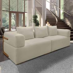 Sofá Bipartido 4 Lugares Com Almofadas Soltas 280cm Nuuk Linho Off White
