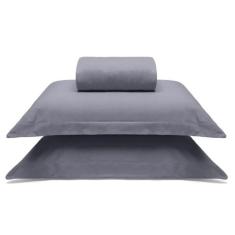 Jogo De Cama Buettner Casal Malha 100% Algodao Liso 3 Peças Image Cinza
