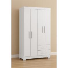 Guarda Roupa Solteiro com Pés 4 Portas 2 Gavetas NT5005 Notável Móveis - Branco New/Rosa