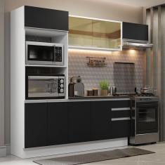 Armário de Cozinha Completa 100% MDF 250cm Branco/Preto Acordes Madesa 04
