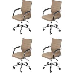 Kit 4 Cadeiras Escritório Diretor com Rodízio Esteirinha Florença 3322