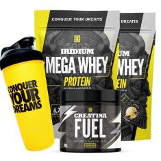 Kit 2x Mega Whey Protein+ Creatina Fuel 300g + Coqueteleira - Iridium Labs-Unissex