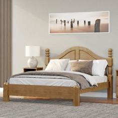 Cama Queen Clássica 160cm 100% Madeira Maciça Linha Ouro Marrom/Freijó