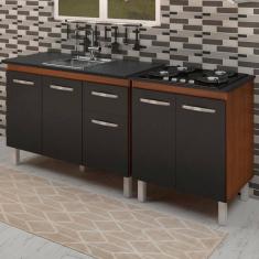 Balcao Pia 120cm E Cooktop 4 Bocas Savana Preto Mobbs Savana Preto