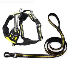 Trukspet Peitoral antipuxão para cães com um conjunto de coleira forte de 1,5 m, colete ajustável, clipe frontal refletivo, resistente, com alça de controle fácil, para cães grandes, médios e