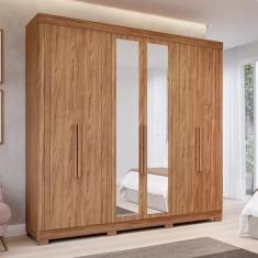 Guarda-roupa Casal 234,60cm 6 Portas com Espelho e 6 Gavetas 100% Mdf Boston Espresso Móveis Cinamomo