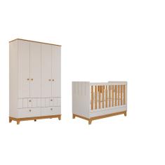 Berço Americano e Guarda Roupas Biscoito Permobili Retro MDF