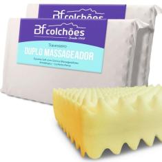 Kit 2 Travesseiro Duplo Massageador De Espuma Soft Firme 50x70cm BF Co