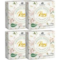 4UN Sabonete Vegetal Rosas Brancas 170G Davene