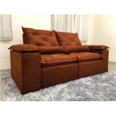 Sofá Retrátil e Reclinável 2,20m em Tecido Veludão C/ Pillow nos Braço