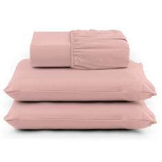 Jogo de cama com barra casal 3pçs  400 fios - Paulo César, rosê