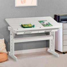 Escrivaninha Mesa de Desenho Olivia em Madeira Maciça - IDIMEX, Branco