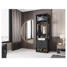 Guarda Roupa Modulado Ambiente Titan com Gavetas Preto - Móveis Leão