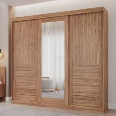 Guarda-roupa Casal 3 Portas de Correr 6 Gavetas com Espelhos 100% Mdf Boston Espresso Móveis