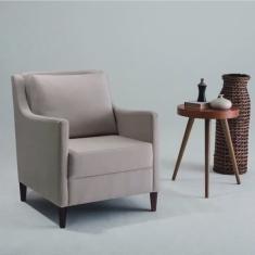 Poltrona Ellen Tecido Veludo Bege Pés Imbuia Sofáni