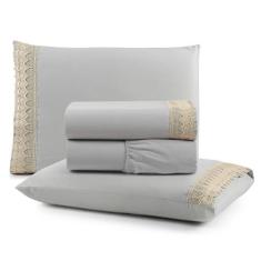 Jogo de Lençol Gippir Casal Percal 200 Fios 4 Peças - Santos e Luan, C