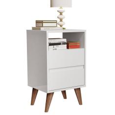 Mesa De Cabeceira Classic Plus 2 Gavetas Pés Palito Retrô