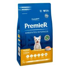 Ração Premier Ambientes Internos Cães Filhotes Raças Pequenas Sabor Frango e Salmão 2,5kg