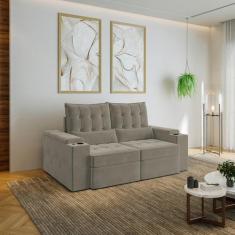 Sofá Retrátil Reclinável 3 Lugares 190cm Porta Copos e USB Embaúba Ext