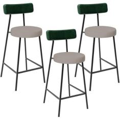 Kit 03 Banquetas Baixa Cozinha E Sala Jantar Bancada Milão L02 Facto V