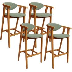 Kit 04 Banquetas Alta Para Cozinha Bancada Bar Sala de Jantar Fixa Cecília L02 Bouclê Oliva - Lyam